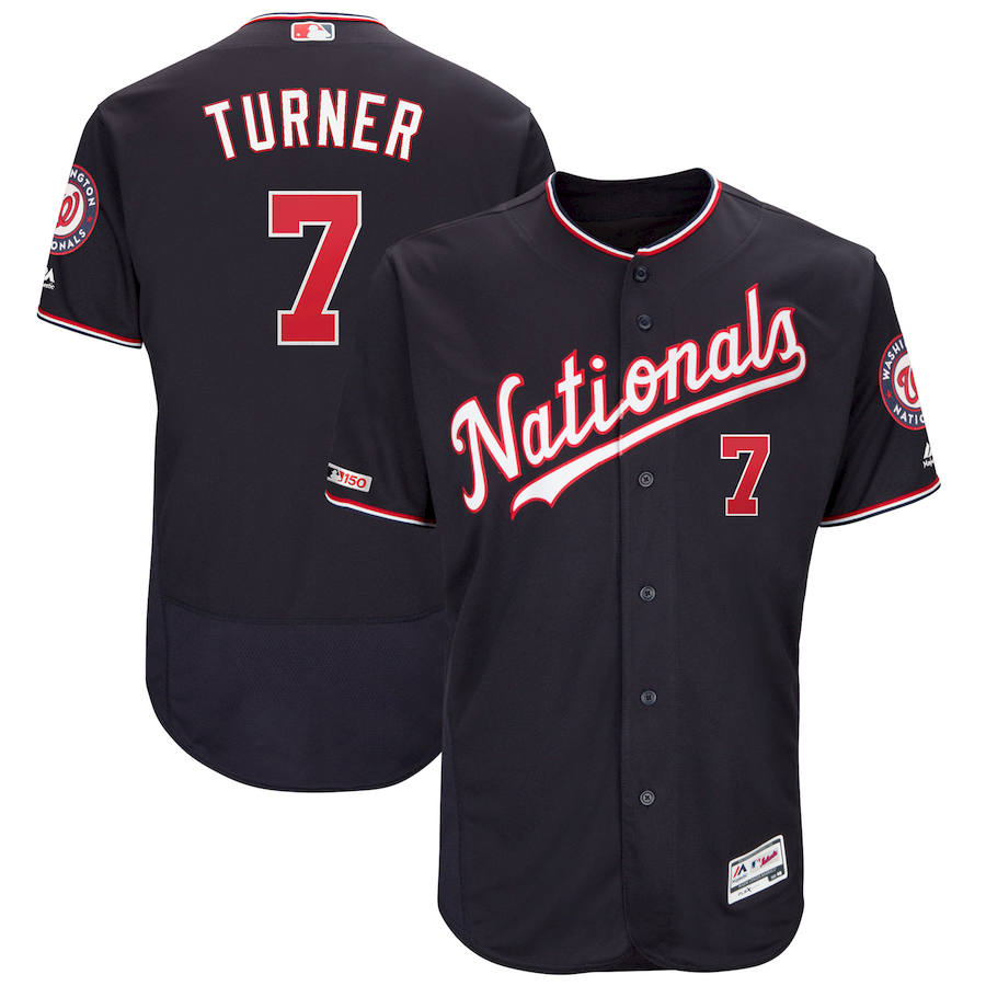 Washington Nationals #7 Trea Turner Majestic Alternate Authentic Collection Flex Base Player Jersey Navy