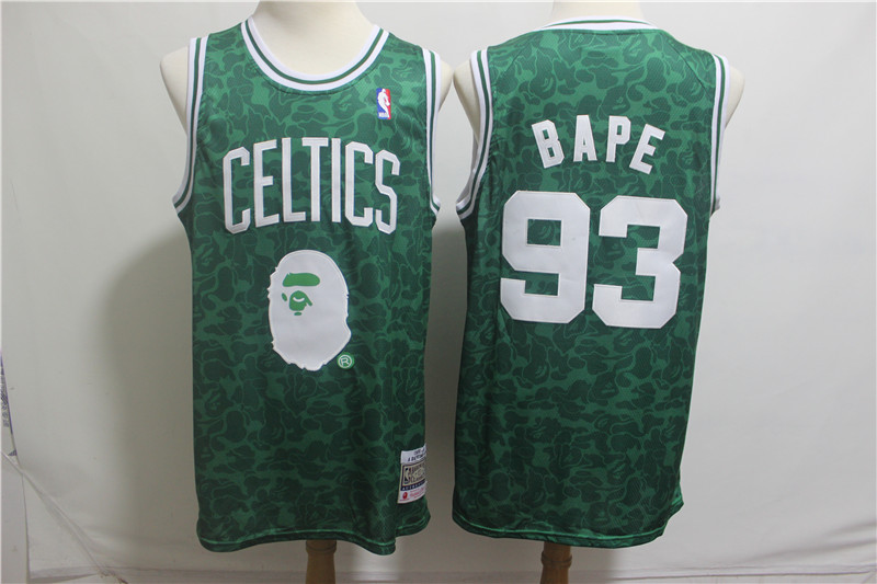 Mitchell And Ness 1996-97 A Bathing Ape Celtics #93 Bape Green Stitched NBA Jersey