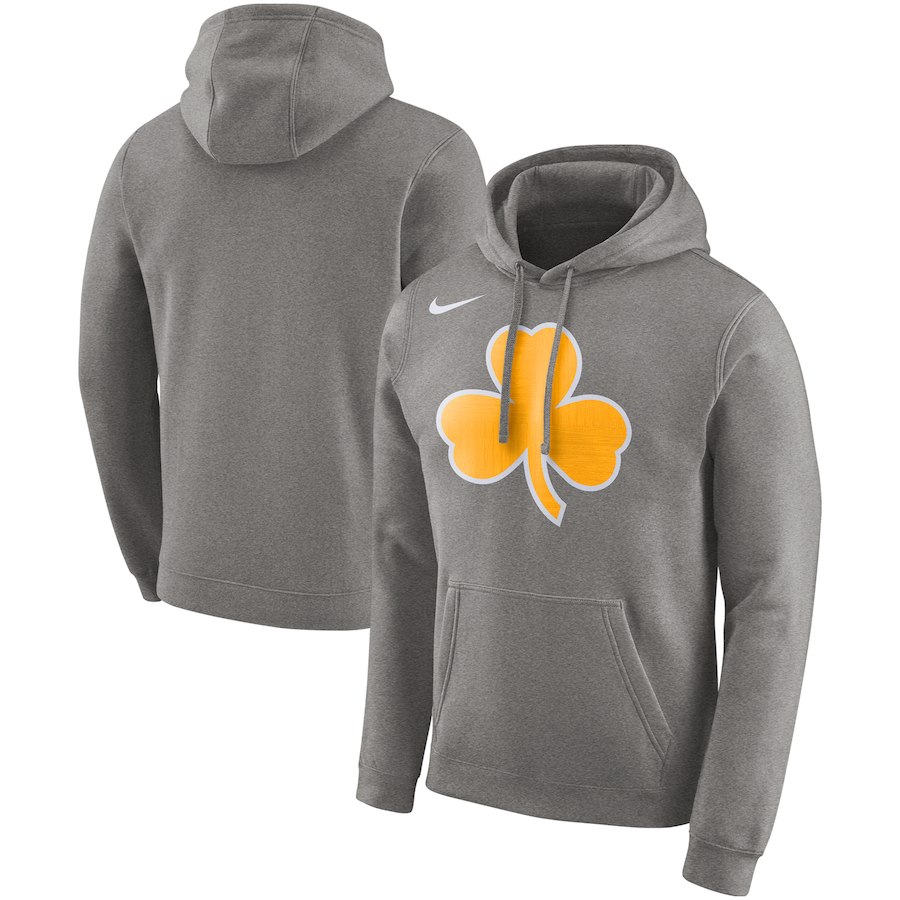 Boston Celtics Nike Earned Edition Logo Essential Pullover Hoodie - Gray