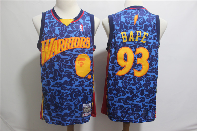 Mitchell And Ness 1996-97 A Bathing Ape Warriors #93 Bape Blue Stitched NBA Jersey