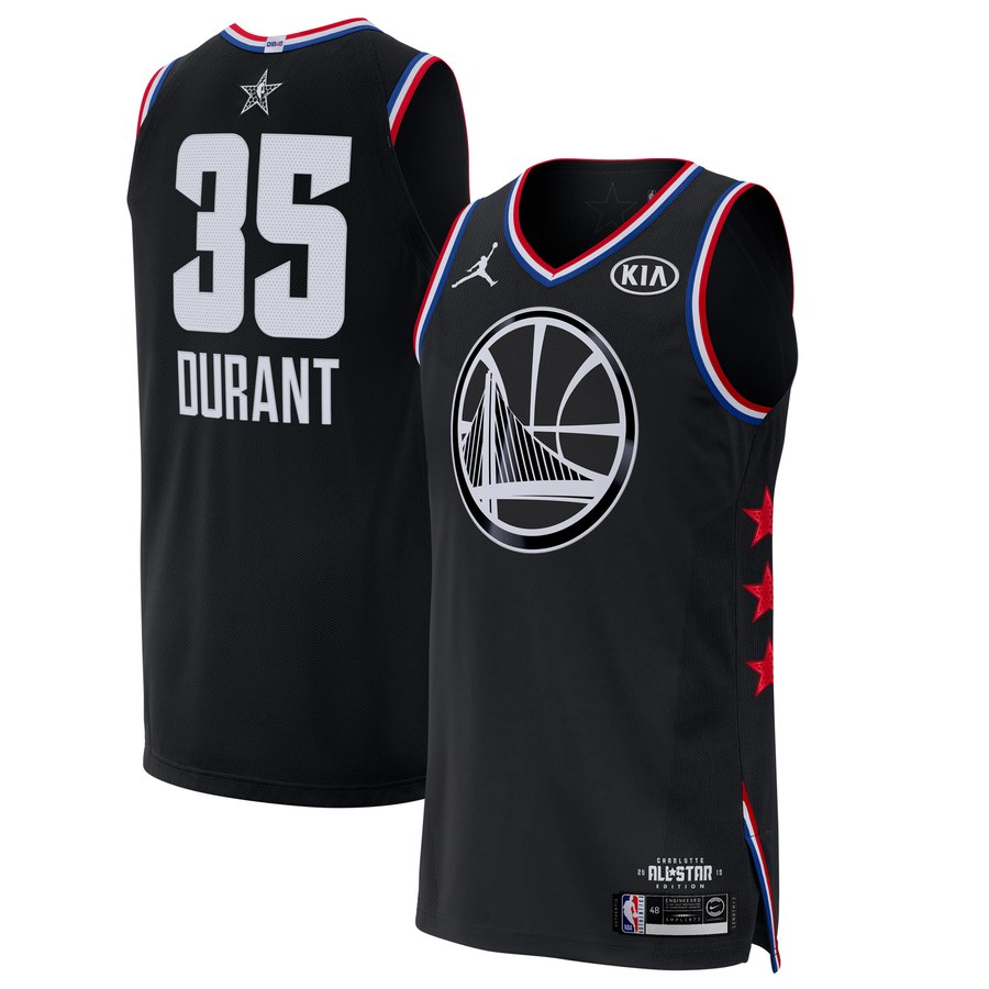 Warriors #35 Kevin Durant Black Jordan Brand 2019 NBA All-Star Game Finished Authentic Jersey