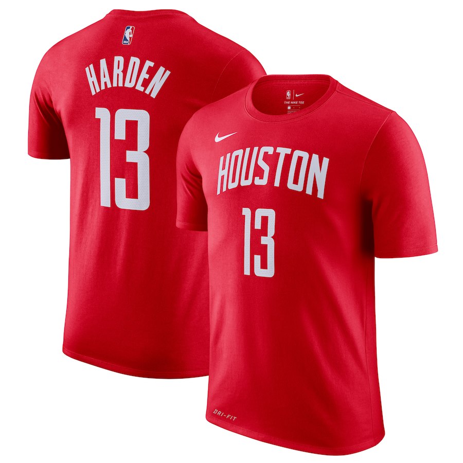 Men's Houston Rockets #13 James Harden Red Nike Earned Edition Name & Number T-Shirt