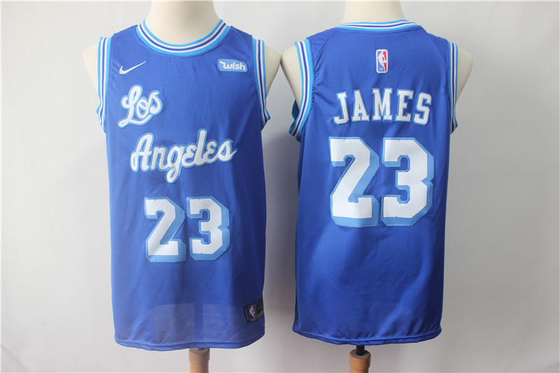 Lakers #23 LeBron James Blue Throwback Stitched NBA Jersey