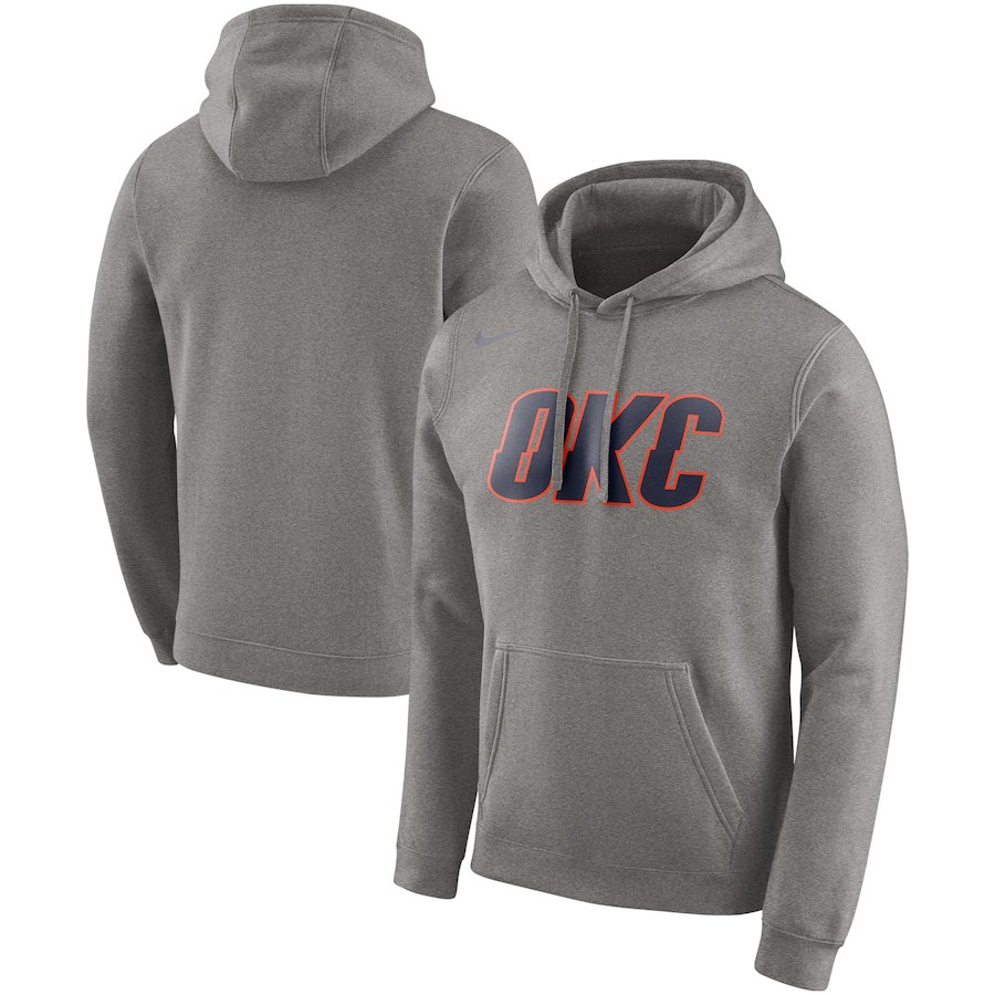 Oklahoma City Thunder Nike Earned Edition Logo Essential Pullover Hoodie - Gray