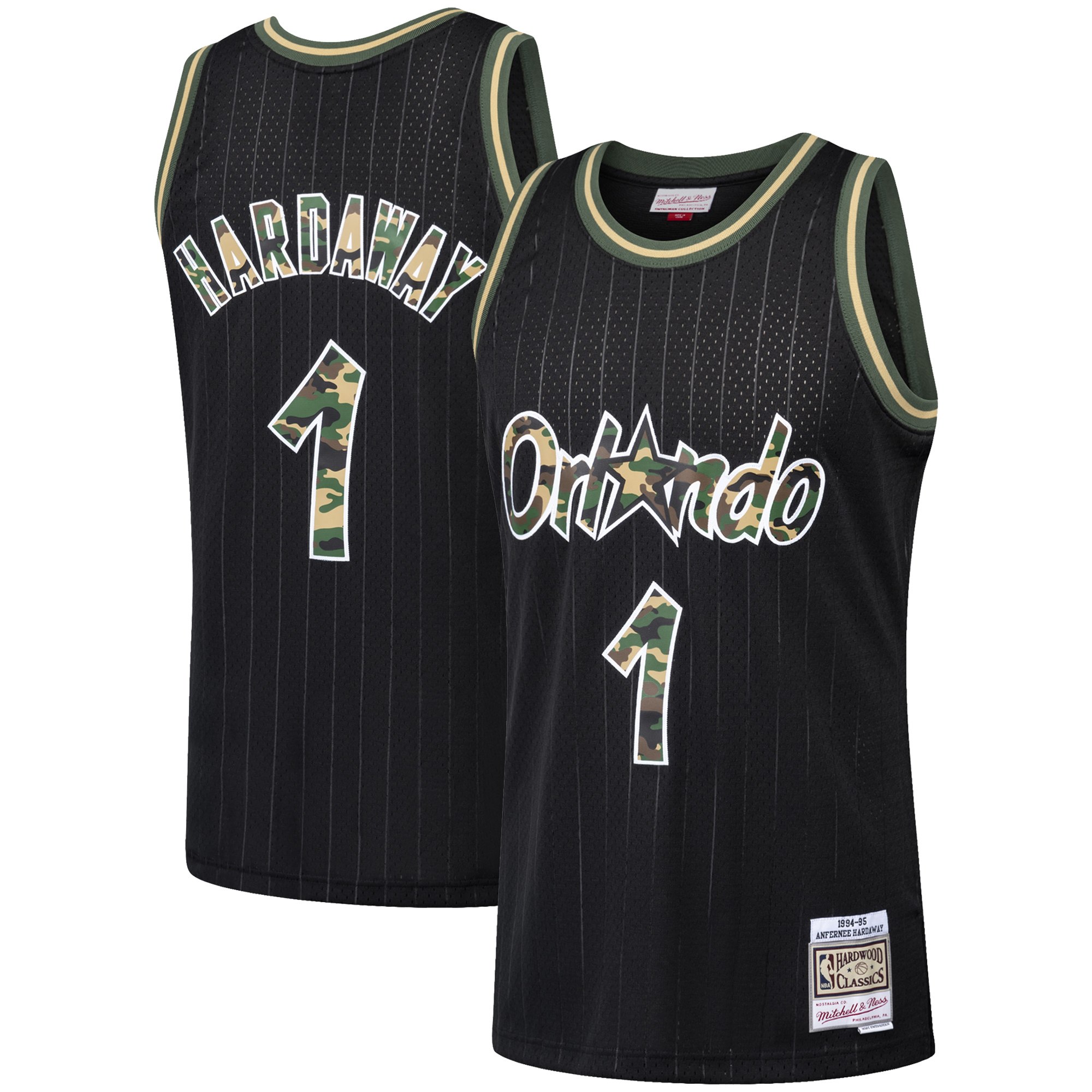 Magic #1 Penny Hardaway Black Mitchell & Ness Straight Fire Camo Swingman Jersey