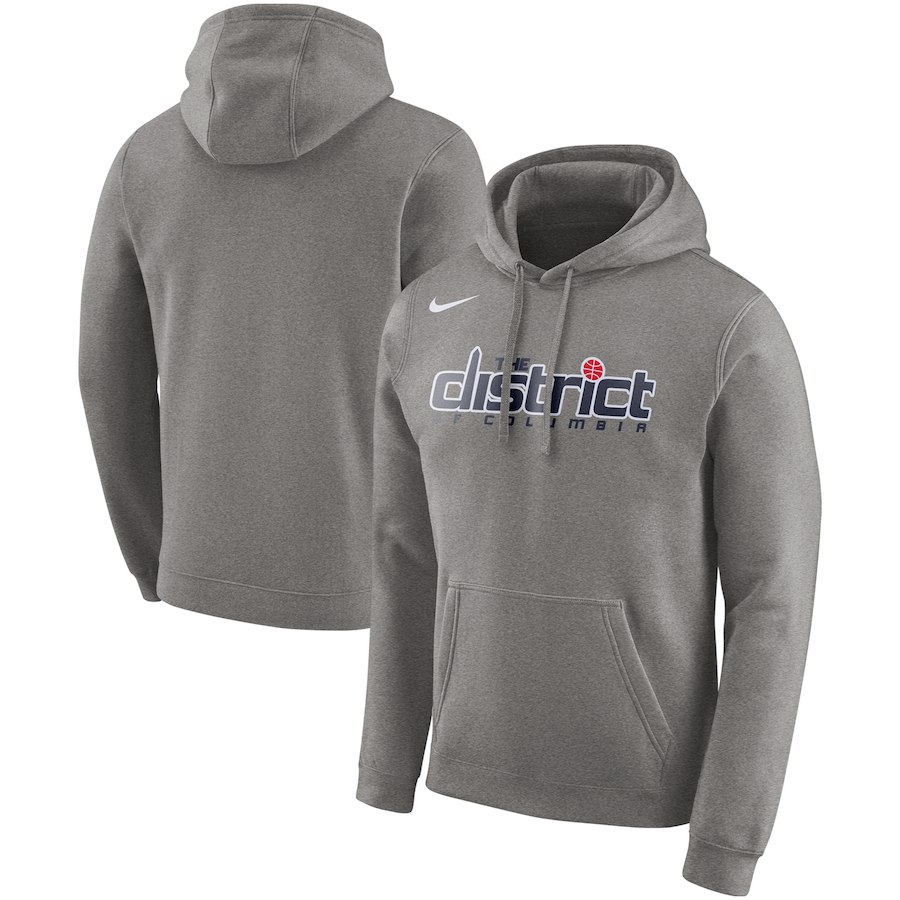 Washington Wizards Nike Earned Edition Logo Essential Pullover Hoodie - Gray