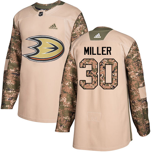 Adidas Ducks #30 Ryan Miller Camo Authentic 2017 Veterans Day Stitched NHL Jersey