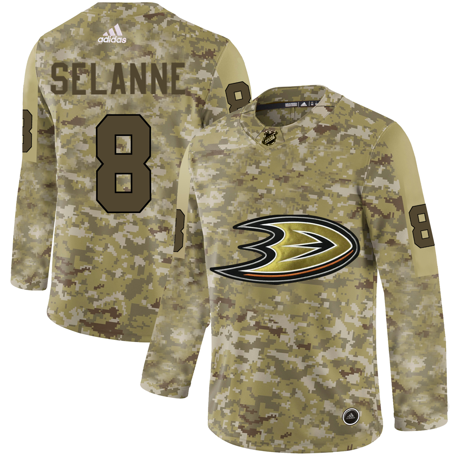 Adidas Ducks #8 Teemu Selanne Camo Authentic Stitched NHL Jersey