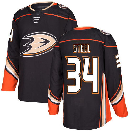 Adidas Ducks #34 Sam Steel Black Home Authentic Stitched NHL Jersey - Click Image to Close