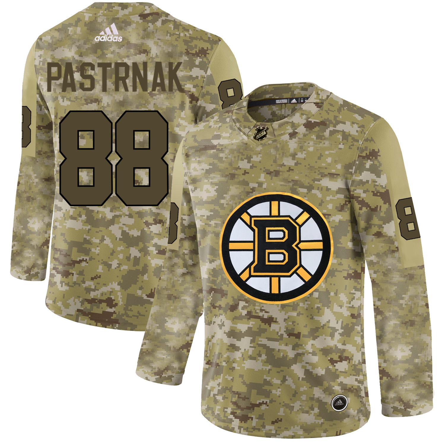 Adidas Bruins #88 David Pastrnak Camo Authentic Stitched NHL Jersey