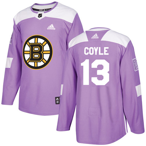 Adidas Bruins #13 Charlie Coyle Purple Authentic Fights Cancer Stitched NHL Jersey