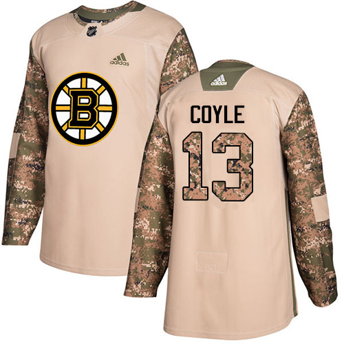 Adidas Bruins #13 Charlie Coyle Camo Authentic 2017 Veterans Day Stitched NHL Jersey