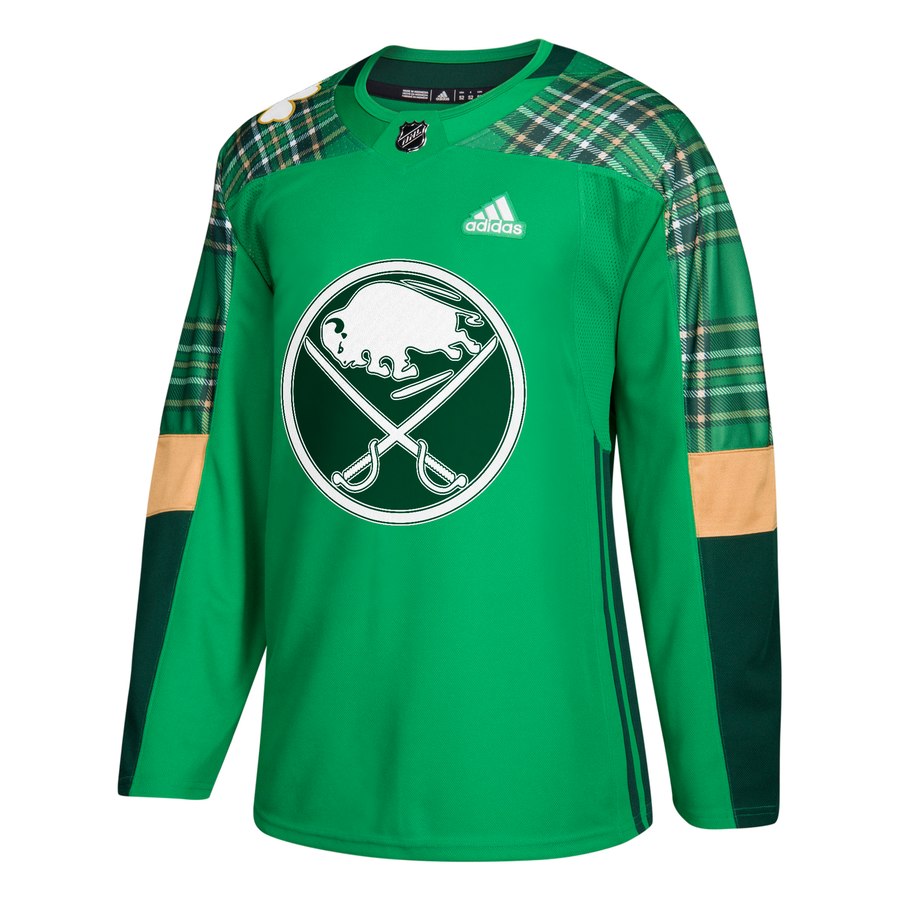 Adidas Sabres Blank adidas Green St. Patrick's Day Authentic Practice Stitched NHL Jersey - Click Image to Close