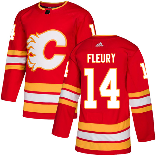 Adidas Flames #14 Theoren Fleury Red Alternate Authentic Stitched NHL Jersey - Click Image to Close