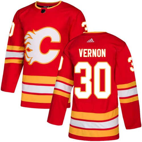 Adidas Flames #30 Mike Vernon Red Alternate Authentic Stitched NHL Jersey