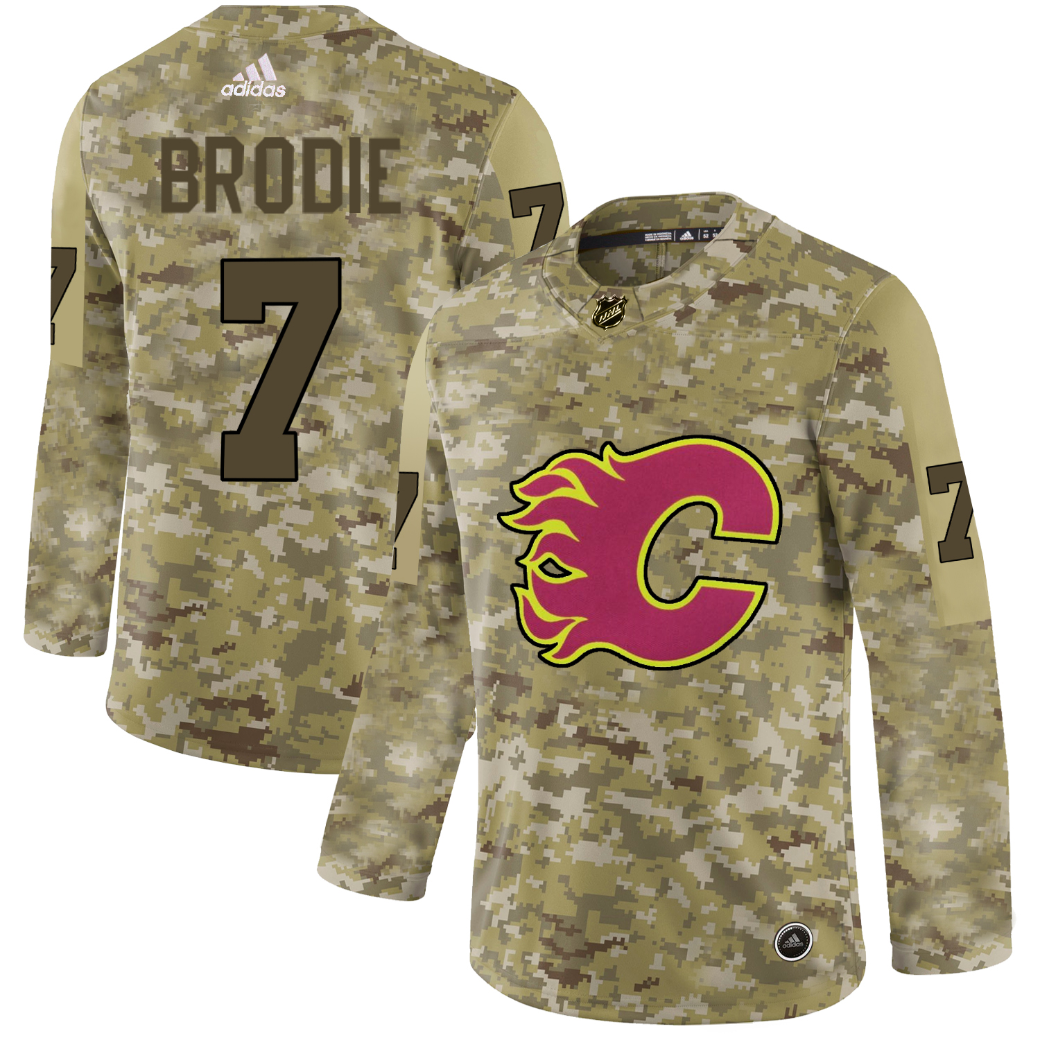 Adidas Flames #7 TJ Brodie Camo Authentic Stitched NHL Jersey