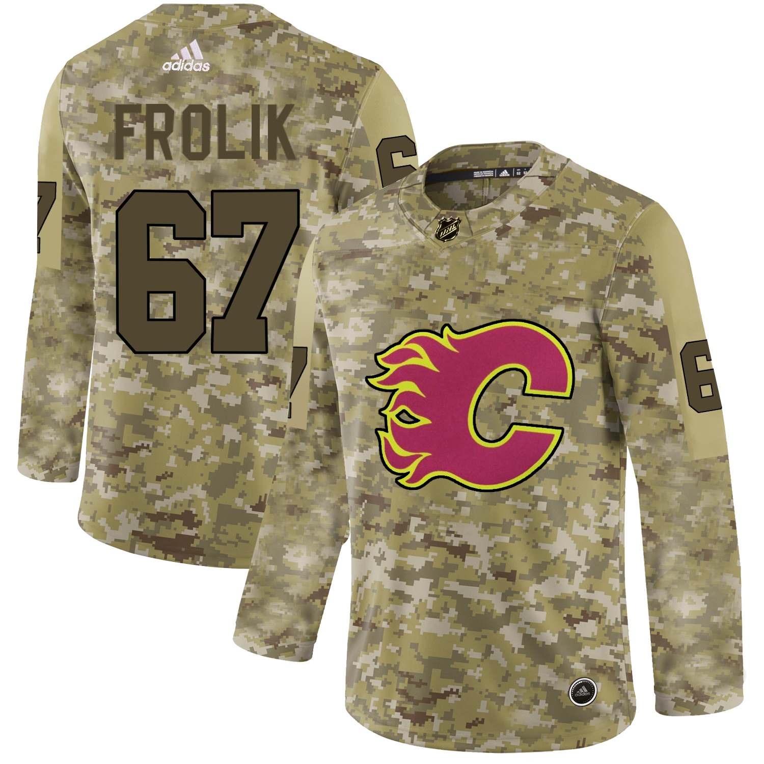 Adidas Flames #67 Michael Frolik Camo Authentic Stitched NHL Jersey