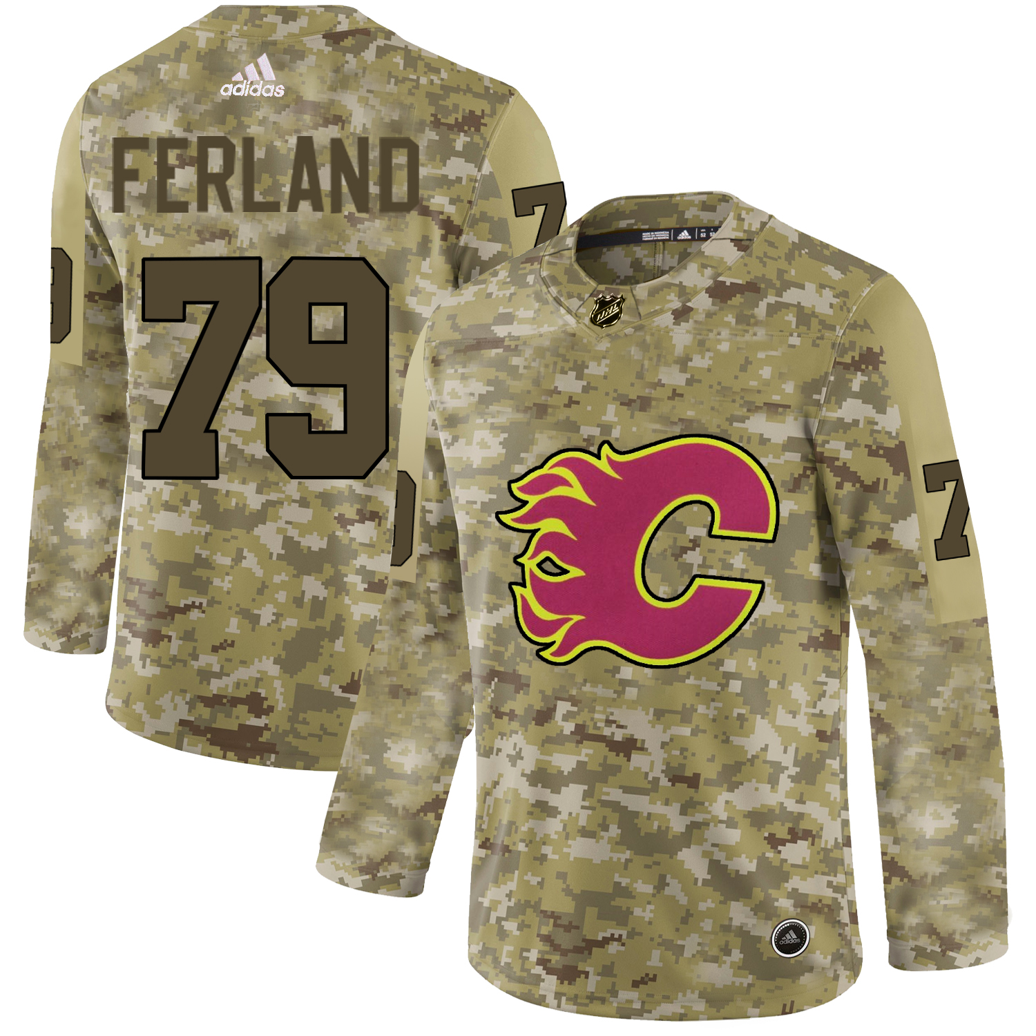 Adidas Flames #79 Michael Ferland Camo Authentic Stitched NHL Jersey