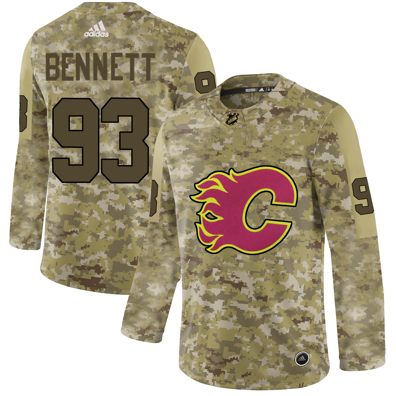 Adidas Flames #93 Sam Bennett Camo Authentic Stitched NHL Jersey