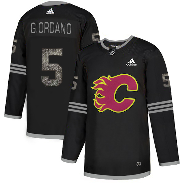 Adidas Flames #5 Mark Giordano Black Authentic Classic Stitched NHL Jersey - Click Image to Close