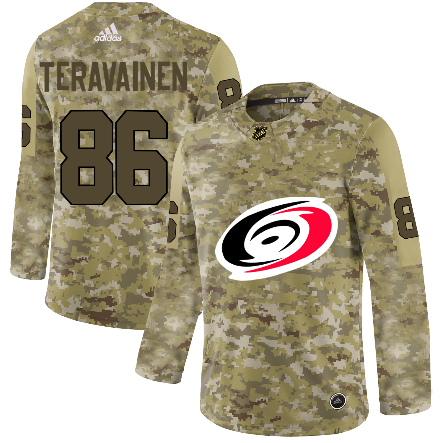 Adidas Hurricanes #86 Teuvo Teravainen Camo Authentic Stitched NHL Jersey