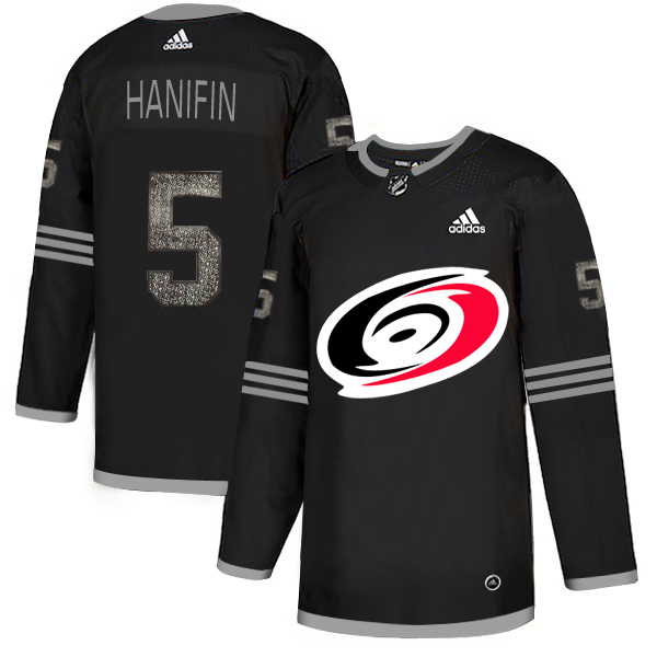 Adidas Hurricanes #5 Noah Hanifin Black Authentic Classic Stitched NHL Jersey