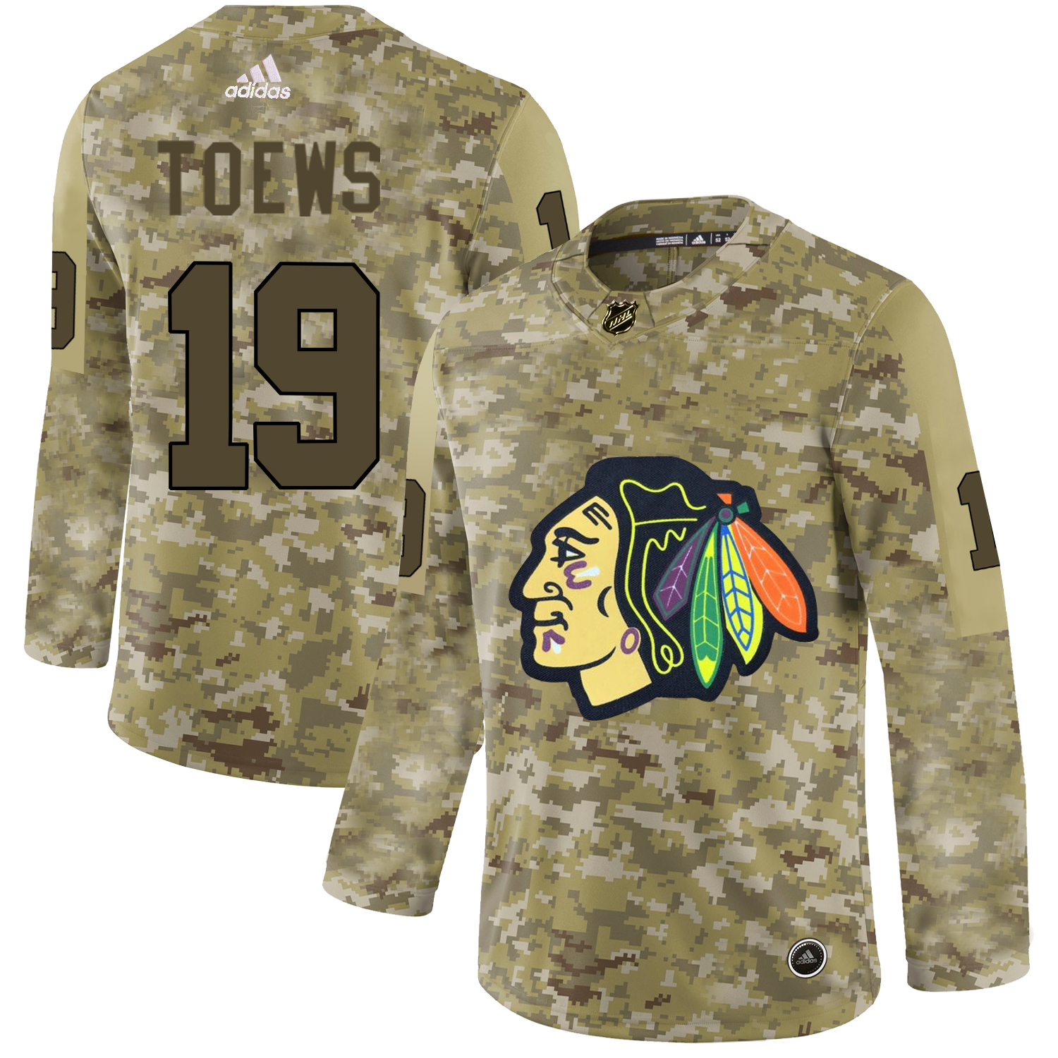 Adidas Blackhawks #19 Jonathan Toews Camo Authentic Stitched NHL Jersey