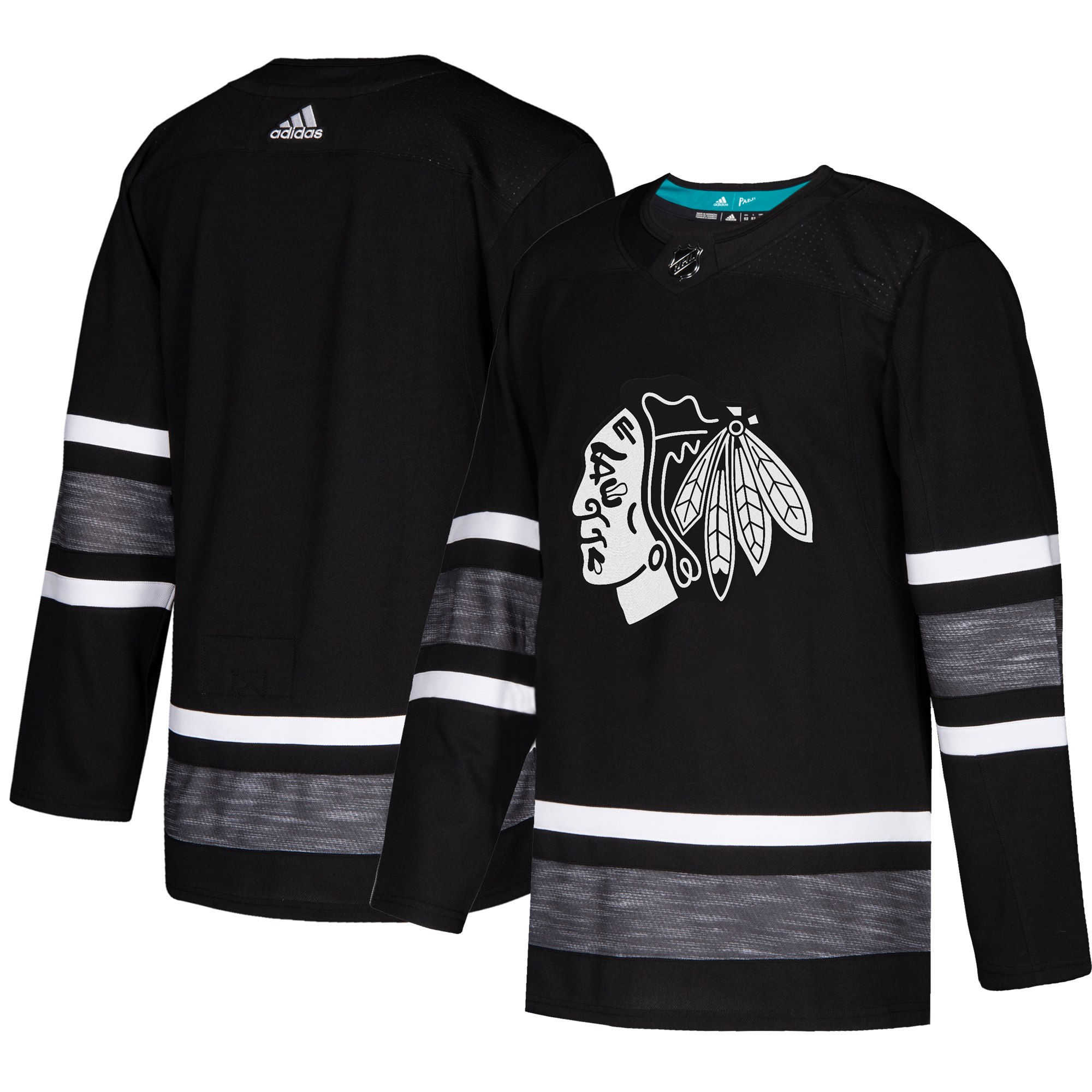 Adidas Blackhawks Blank Black 2019 All-Star Game Parley Authentic Stitched NHL Jersey - Click Image to Close