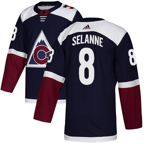 Adidas Avalanche #8 Teemu Selanne Navy Alternate Authentic Stitched NHL Jersey