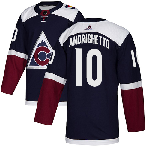 Adidas Avalanche #10 Sven Andrighetto Navy Alternate Authentic Stitched NHL Jersey