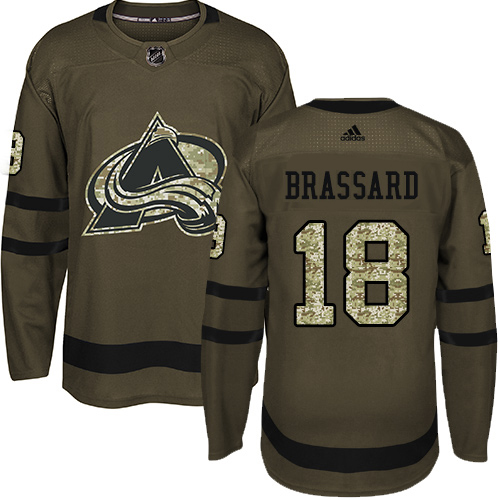 Adidas Avalanche #18 Derick Brassard Green Salute To Service Stitched NHL Jersey - Click Image to Close