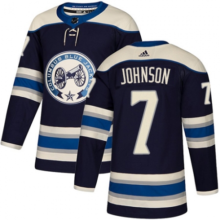 Adidas Blue Jackets #7 Jack Johnson Navy Blue Alternate Authentic Stitched NHL Jersey