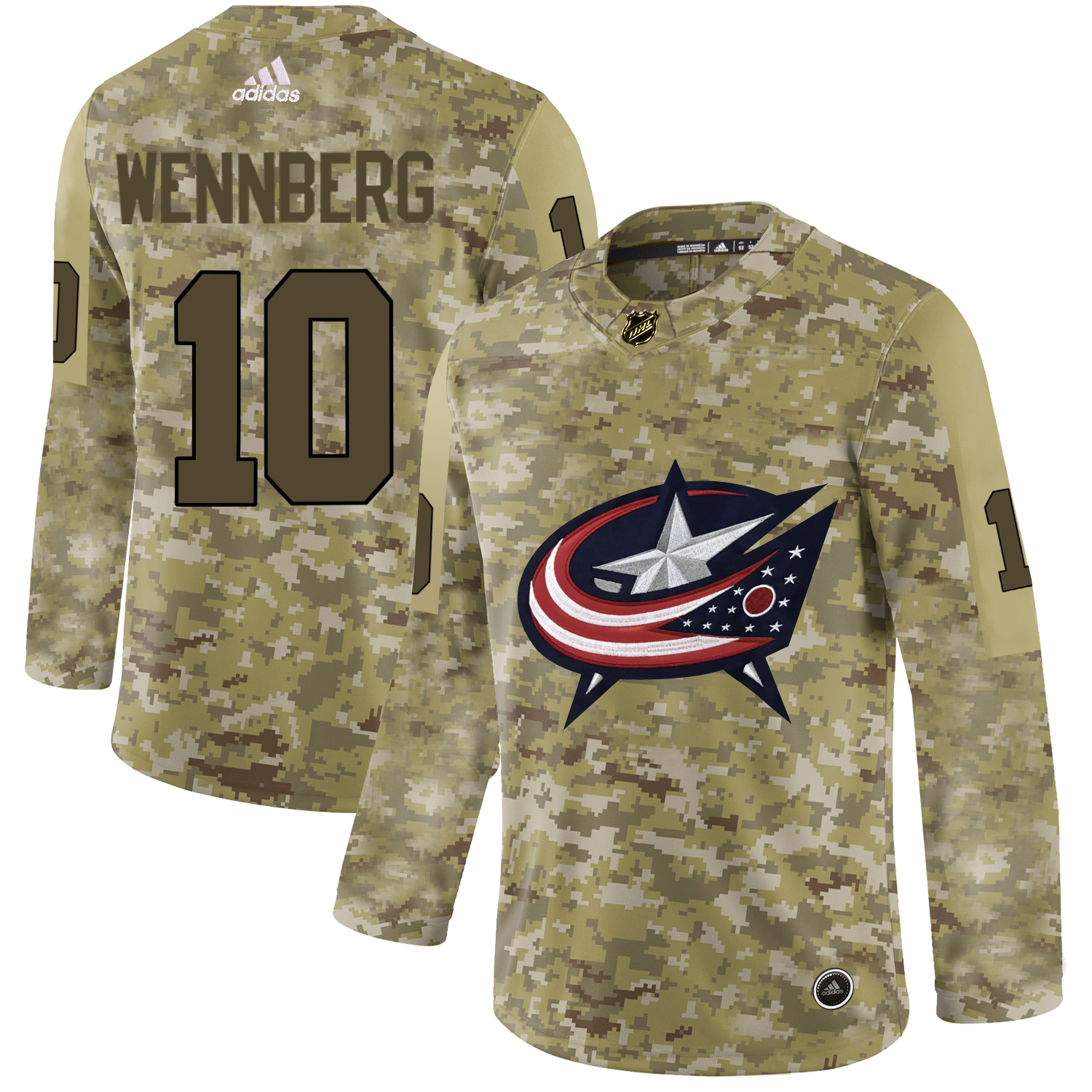 Adidas Blue Jackets #10 Alexander Wennberg Camo Authentic Stitched NHL Jersey