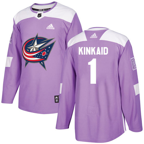 Adidas Blue Jackets #1 Keith Kinkaid Purple Authentic Fights Cancer Stitched NHL Jersey