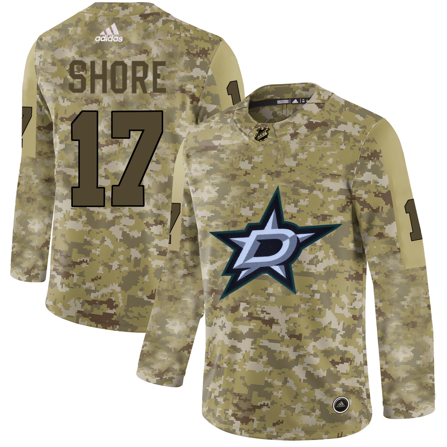 Adidas Stars #17 Devin Shore Camo Authentic Stitched NHL Jersey