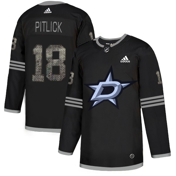 Adidas Stars #18 Tyler Pitlick Black Authentic Classic Stitched NHL Jersey - Click Image to Close