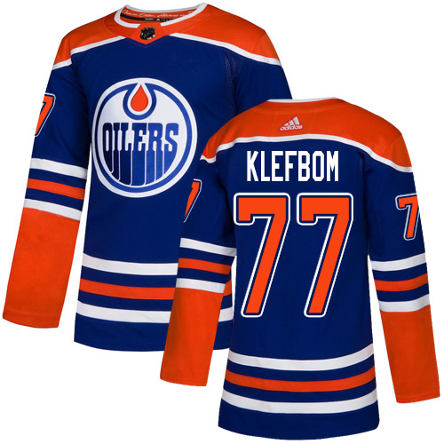 Adidas Oilers #77 Oscar Klefbom Royal Blue Alternate Authentic Stitched NHL Jersey