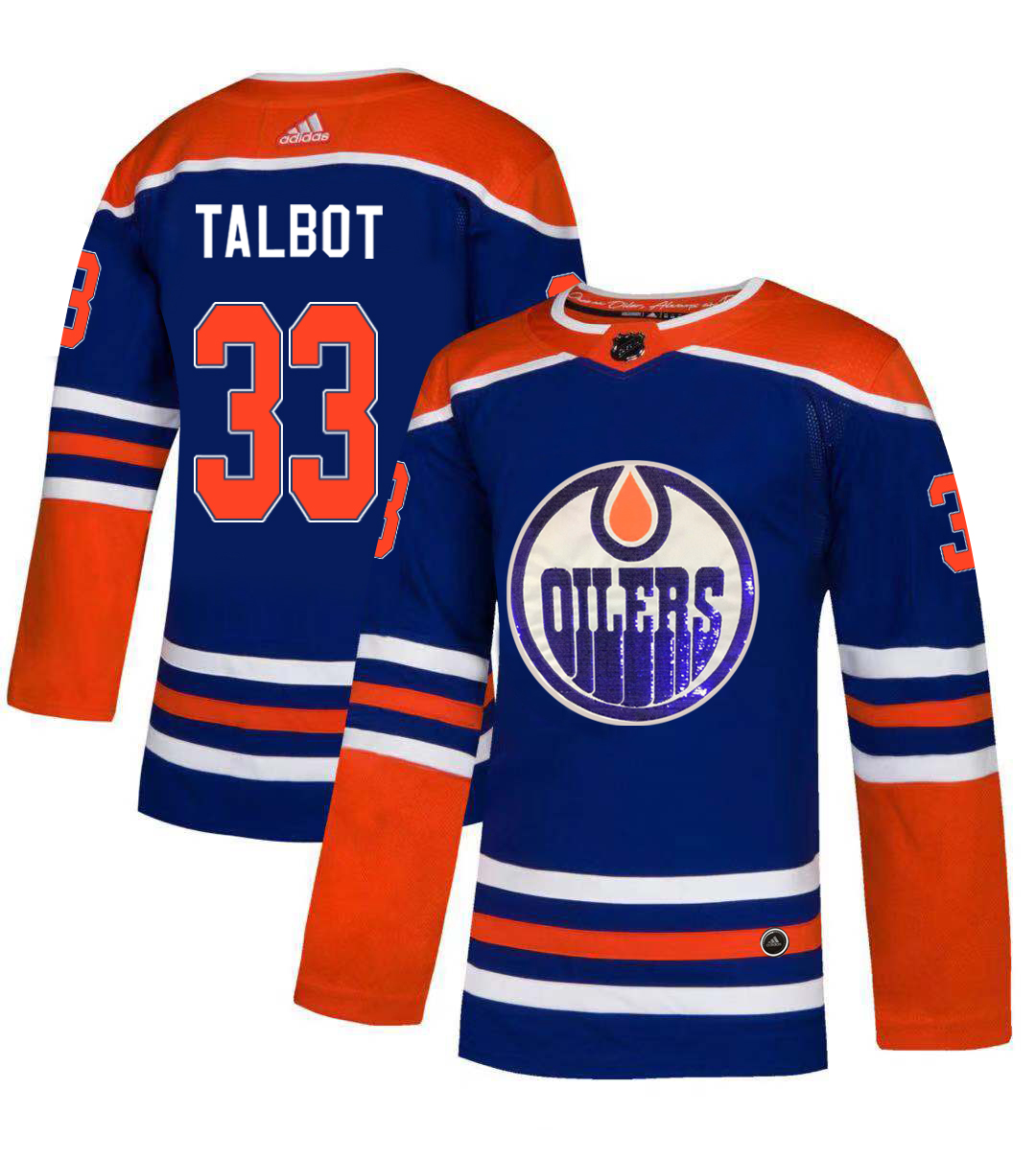 Adidas Oilers #33 Cam Talbot Royal Blue Sequin Embroidery Fashion Stitched NHL Jersey