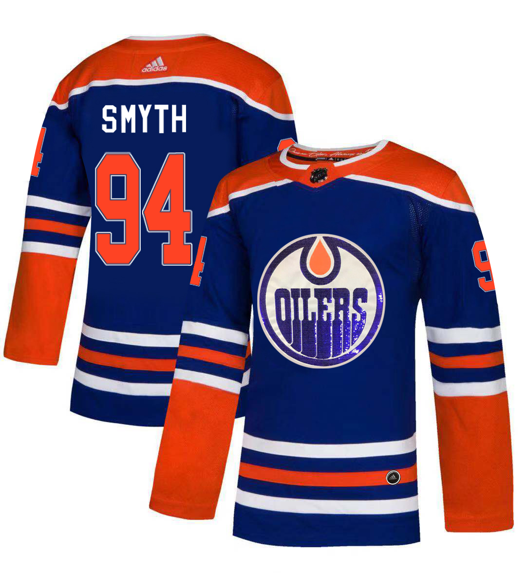 Adidas Oilers #94 Ryan Smyth Royal Blue Sequin Embroidery Fashion Stitched NHL Jersey