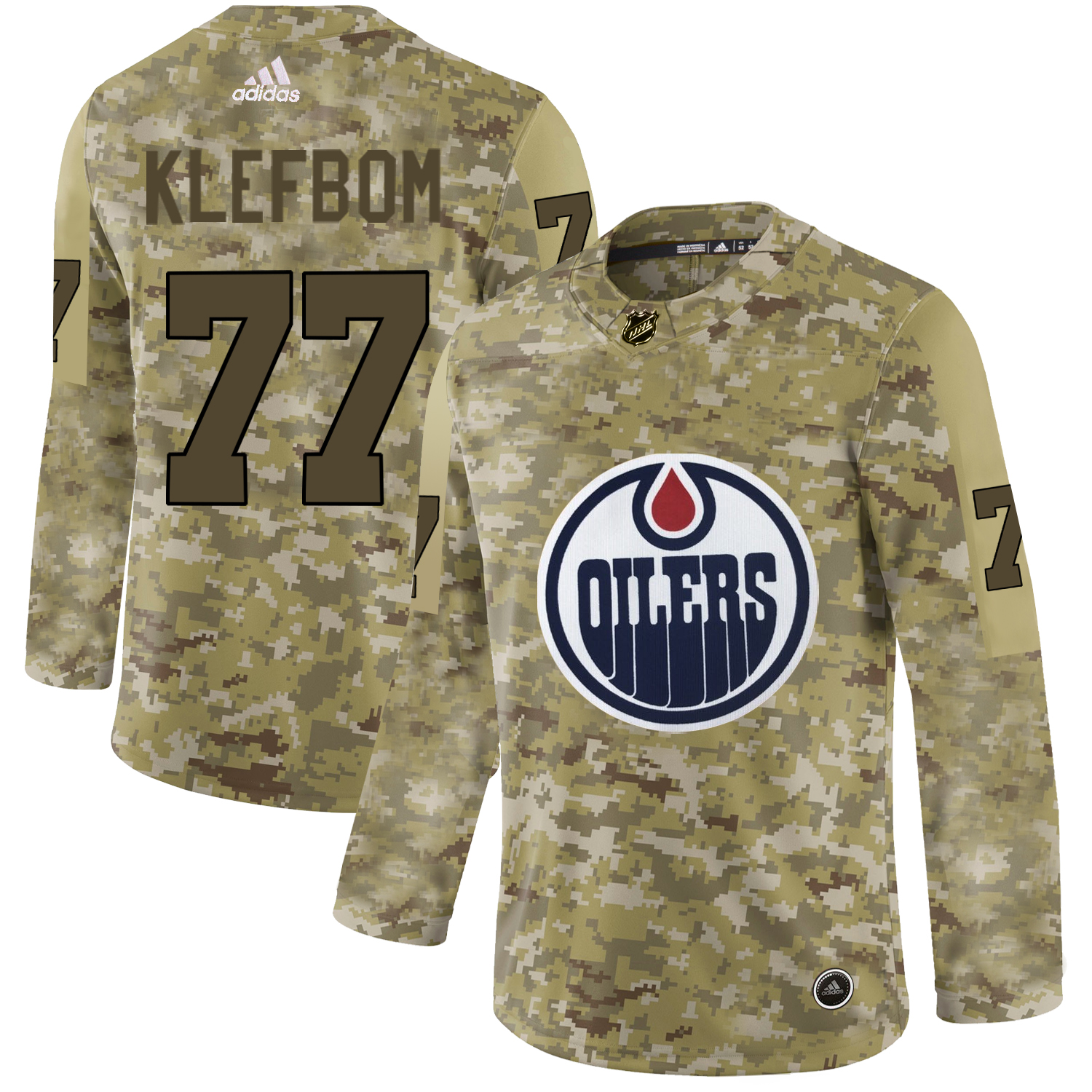 Adidas Oilers #77 Oscar Klefbom Camo Authentic Stitched NHL Jersey