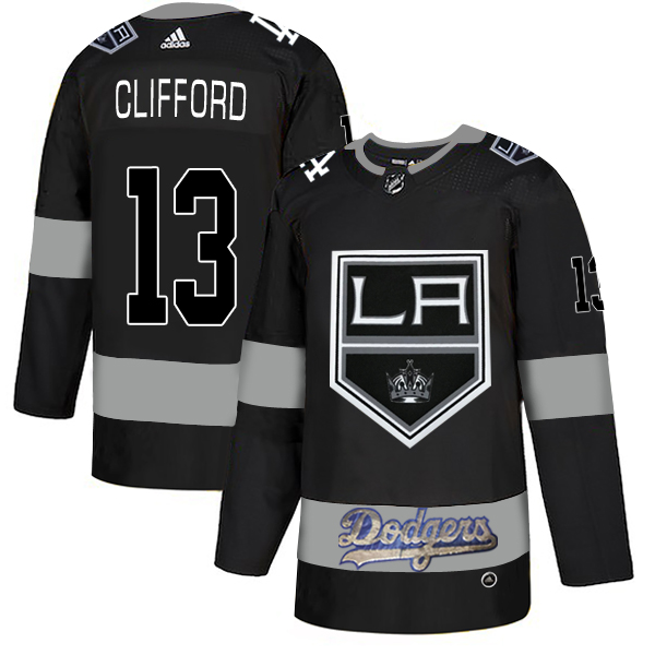 Adidas Kings X Dodgers #13 Kyle Clifford Black Authentic City Joint Name Stitched NHL Jersey