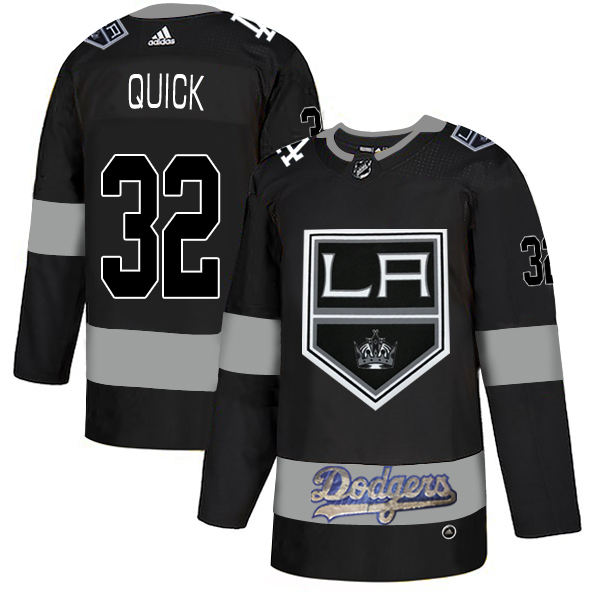 Adidas Kings X Dodgers #32 Jonathan Quick Black Authentic City Joint Name Stitched NHL Jersey - Click Image to Close