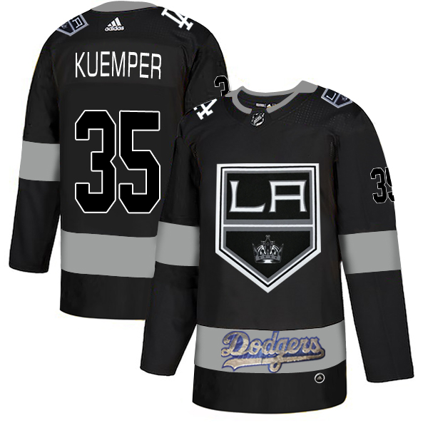 Adidas Kings X Dodgers #35 Darcy Kuemper Black Authentic City Joint Name Stitched NHL Jersey - Click Image to Close