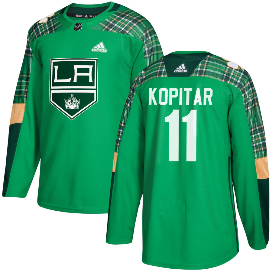 Adidas Kings #11 Anze Kopitar adidas Green St. Patrick's Day Authentic Practice Stitched NHL Jersey - Click Image to Close