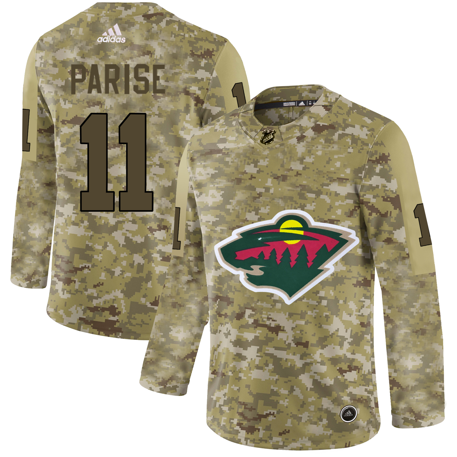 Adidas Wild #11 Zach Parise Camo Authentic Stitched NHL Jersey - Click Image to Close