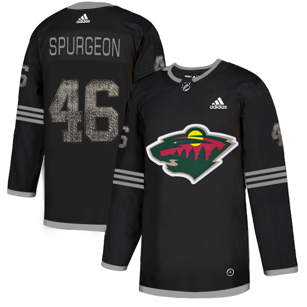 Adidas Wild #46 Jared Spurgeon Black Authentic Classic Stitched NHL Jersey - Click Image to Close