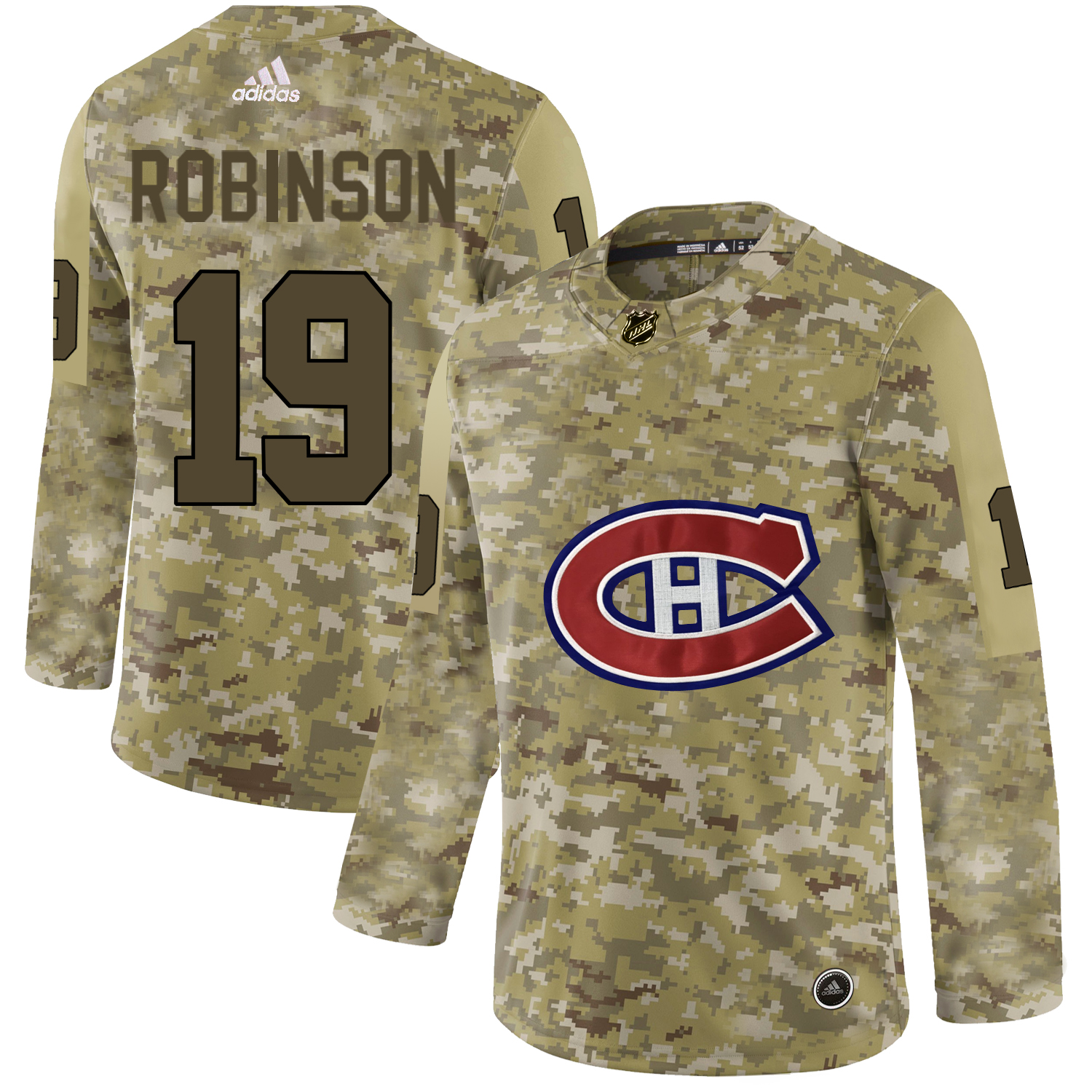 Adidas Canadiens #19 Larry Robinson Camo Authentic Stitched NHL Jersey