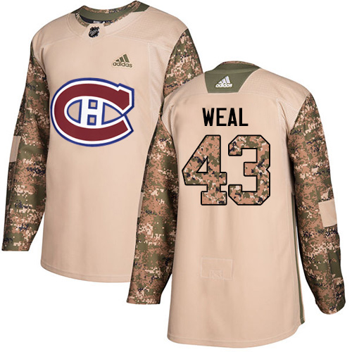 Adidas Canadiens #43 Jordan Weal Camo Authentic 2017 Veterans Day Stitched NHL Jersey