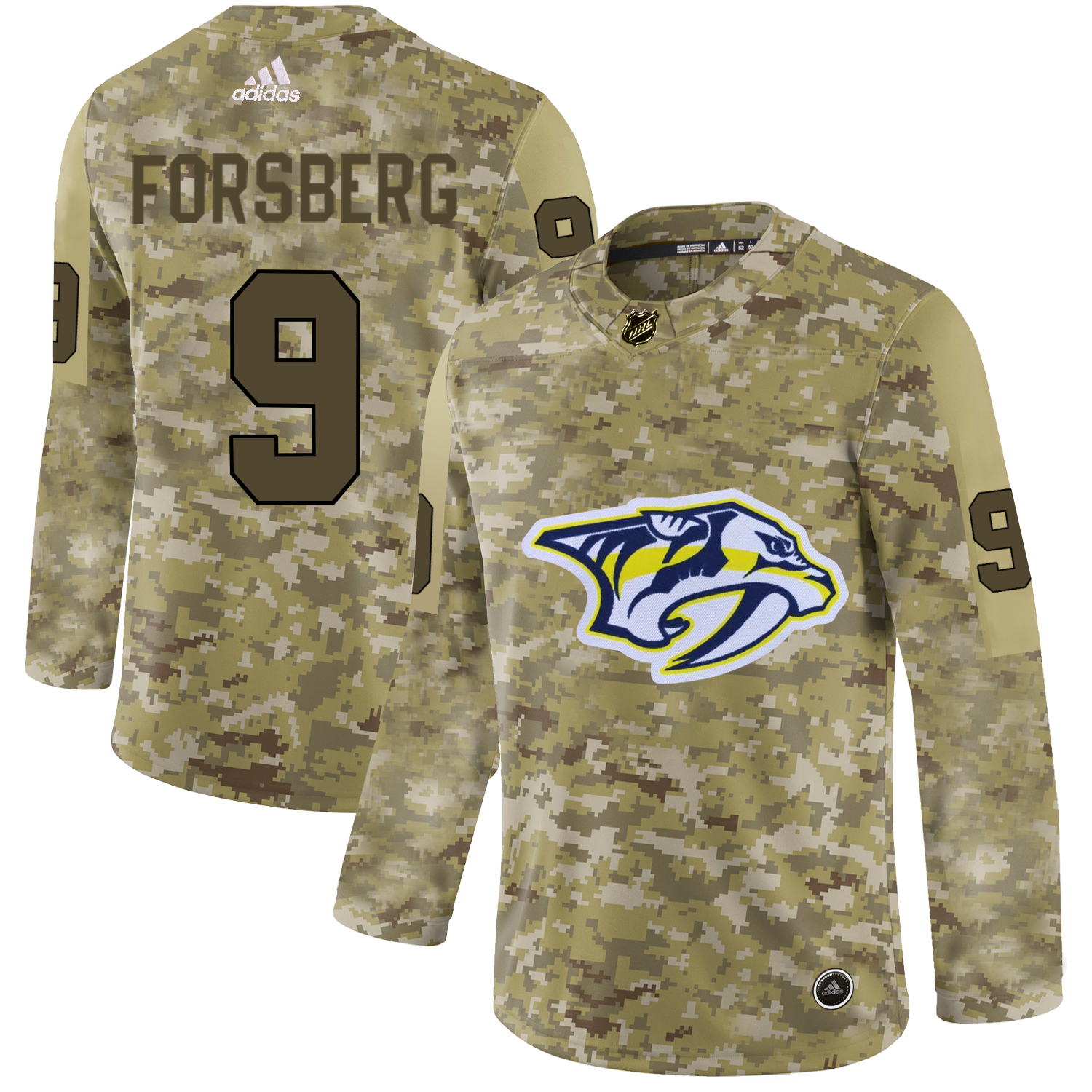 Adidas Predators #9 Filip Forsberg Camo Authentic Stitched NHL Jersey