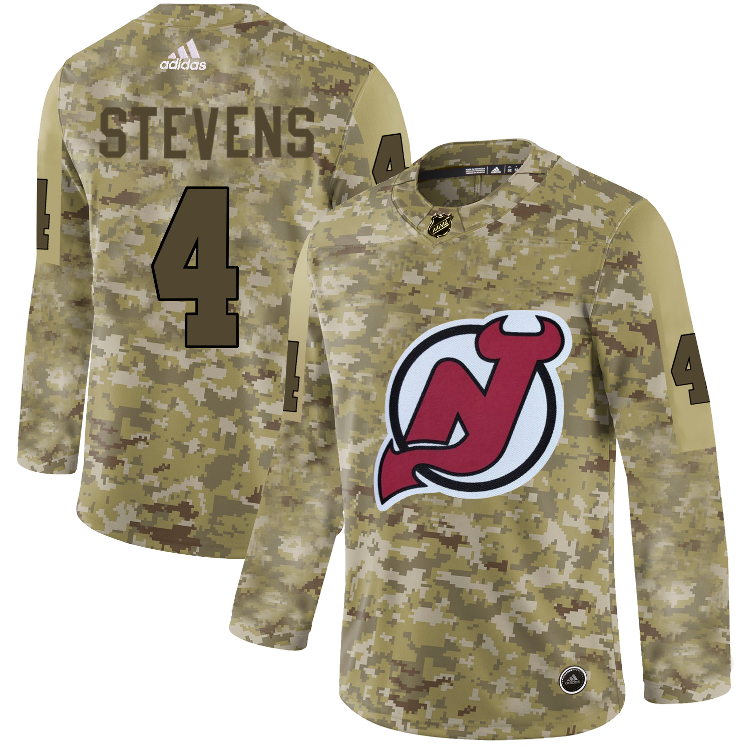 Adidas Devils #4 Scott Stevens Camo Authentic Stitched NHL Jersey - Click Image to Close